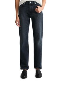 Marc O'Polo Straight-Jeans MARC O'POLO DENIM, Damen, Gr. 28, L&auml;nge 32, blau (dunkelblau), Denim/Jeans, Obermaterial: 92% Baumwolle, 5% Elastomultiester, 3% Elasthan, straight fit lang, Jeans Straight-Jeans, aus Stretch-Baumwolle, Mid Waist