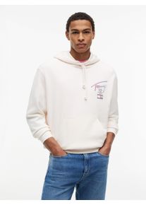 Hoodie Tommy Jeans "TJM RELAXED SIGNATURE", Herren, Gr. 4XL, ancient wei&szlig;, Sweatware, Obermaterial: 100% Baumwolle, relaxed fit normal, B&uuml;ndchen, Sweatshirts Hoodie
