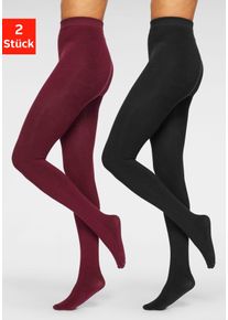 Thermostrumpfhose Lavana, Damen, Gr. L (44/46), rot (weinrot), Obermaterial: 66% Baumwolle, 30% Polyester, 4% Elasthan, glattgestrickt, uni, elastisch, Strumpfhosen Thermostrumpfhose, mit angerauter Innenseite