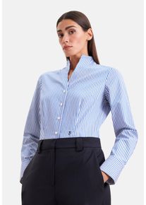 Klassische Bluse Seidensticker, Damen, Gr. XL (42), blau, 100% Baumwolle, gestreift, slim fit, Blusen Klassische Bluse, 1/1 Stehkragen Gestreift