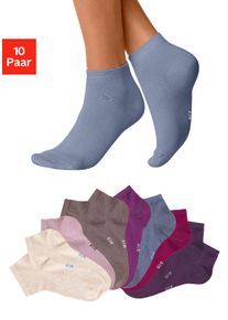 H.I.S. Kurzsocken H.I.S "Damen Sport Basic Socken, Laufsocken ohne Frottee", Damen, Gr. 39-42, bunt (2x taupe, 2x beige meliert, 2x pflaume, 1x jeans, 1x lila, 1x altrosa, 1x pink), Baumwolle, Elasthan, Polyamid, unifarben, elastisch, Socken Kurzsocken, mit verst&auml;rkter Ferse und Spitze, Topseller