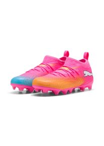 Fu&szlig;ballschuh Puma "FUTURE 9 MATCH FG/AG JR", Kinder, Gr. 38,5, poison pink, sun stream, bright aqua, Puma wei&szlig;, Synthetik, Schuhe Fu&szlig;ballschuh, mit Nockensohle f&uuml;r Rasen- und Kunstrasenpl&auml;tze