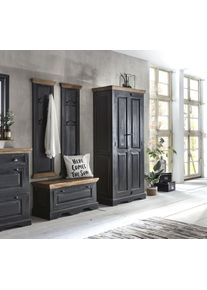 Garderoben-Set Sit "Corsica Flur-Set Mango 4-tlg. Kleiderschrank, Schuhschrank & Paneele", schwarz (schwarz, honig), Kastenm&ouml;bel-Sets, Garderoben-Set, Schwarz-Honig Design im rustikalen Mango-MDF Mix