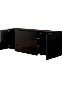 Sideboard OTTO HOME "PARIS", schwarz (graphite schwarz matt, schwarz hochglanz), B:150cm H:68cm T:39cm, Sideboards, Sideboard, Moderne 150cm breite grifflose Kommode, vielseitig einsetzbar