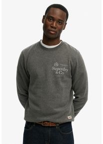 Sweatshirt Superdry "1954 COMPANY RELAXED SWEAT", Herren, Gr. S, grau (light charcoal marl), angeraute Sweatware, Obermaterial: 60% Baumwolle, 40% Polyester, meliert, relaxed fit normal, Rundhals, Rippb&uuml;ndchen, Sweatshirts Sweatshirt, Baumwollmischung, relaxed fit