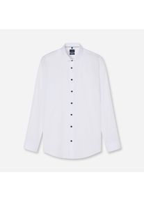Langarmhemd OLYMP "No. Six", Herren, Gr. 43, N-Gr, wei&szlig;, Web, Obermaterial: 97% Baumwolle, 3% Elastolefin, slim fit normal, 2-Knopf-Manschette verstellbar, Hemden Langarmhemd, Businesshemd, Kentkragen, Super Slim