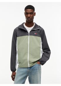 Windbreaker Tommy Jeans "TJM CHICAGO PACKABLE", Herren, Gr. S, spring olive multi, Web, Obermaterial: 100% Nylon. Futter: 100% Polyester, relaxed fit normal, Jacken Windbreaker, verstaubar, relaxed fit