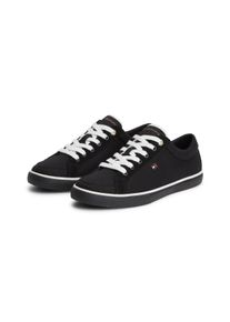 Sneaker Tommy Hilfiger "TH LOW VULC", Damen, Gr. 37, schwarz, Textil, Veloursleder, Schuhe Sneaker, Freizeitschuh, Schn&uuml;rschuh mit Logoschriftzug an der Schuhzunge