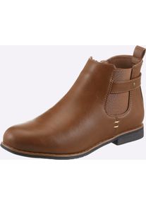 Stiefelette Casual Looks, Damen, Gr. 39, braun (cognac), Lederimitat, Schuhe Stiefelette