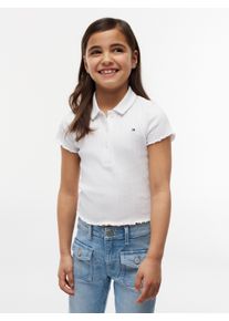 T-Shirt Tommy Hilfiger, M&auml;dchen, Gr. 4 (104), wei&szlig;, Single Jersey, Obermaterial: 94% Baumwolle, 6% Elasthan, unifarben, regular fit normal, Rundhals, eingesetzt gewellter Abschluss, Shirts T-Shirt, Kinder bis 16 Jahre