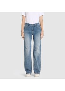 Weite Jeans MAC "Dream Wide authentic", Damen, Gr. 32, L&auml;nge 30, blau (authentic sky blau wash), Denim/Jeans, Obermaterial: 90% Baumwolle, 7% Elastomultiester, 3% Elasthan, straight fit lang, Jeans Weite Jeans, mit formendem Shaping-Effekt
