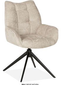 Esszimmerstuhl OMG DESIGN "Bali", beige (natural, schwarz, natural), B:61cm H:91cm T:64cm, Polyester, St&uuml;hle, Esszimmerstuhl, Drehstuhl mit auto-return, Armlehnenstuhl
