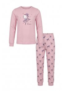 Schlafanzug Blue Seven, M&auml;dchen, Gr. 92/98, rosa (azalee), Jersey, Obermaterial: 100% Baumwolle, bedruckt, unifarben, Basic lang, Rundhals, Homewear-Sets Schlafanzug, Baumwolle