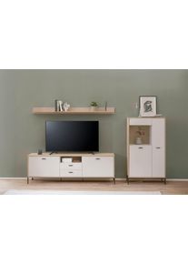 Wohnwand Home Affaire "Fredericia, moderne Anbauwand, Komplettset in Kaschmir", beige (eiche cremona toro, kaschmir), B:285cm H:170cm T:40cm, Holzwerkstoff, Kastenm&ouml;bel-Sets, Wohnwand, enth&auml;lt Vitrine, Lowboard und Wandboard, 285 cm breit