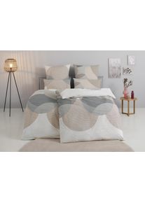 Bettw&auml;sche OTTO HOME "Carla ab Gr. 135x200 cm und in drei Qualit&auml;ten", beige (taupe), B/L: 135cm x 200cm, 1 Stk., 1 Stk., Feinbiber, B/L: 80cm x 80cm, 2 Stk., Feinbiber, Obermaterial: 100% Baumwolle, Bettw&auml;sche, Bettw&auml;sche, 100% Baumwolle, geometrisches Design, Kreise, Bierbaum by OTTO home