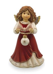 Dekofigur Goebel "Engel Meine sch&ouml;nste Weihnachtskugel", bordeaux, B:8cm H:15cm T:8,5cm, Steingut, Dekofiguren, Dekofigur, 8,5 x 8 x 15 cm