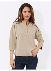 Damen Sweatshirt mit 50% Modal in sand ,Gr&ouml;&szlig;e 48, WITT, 50% Modal, 44% Polyester, 6% Elasthan