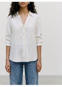 V&eacute;ro Moda Langarmbluse VERO MODA "VMAURA LS SHIRT WVN NOOS", Damen, Gr. XS, snow wei&szlig;, Web, Obermaterial: 100% Viskose, unifarben, regular fit h&uuml;ftbedeckend, V-Ausschnitt, Blusen Langarmbluse, Viskose, regular fit
