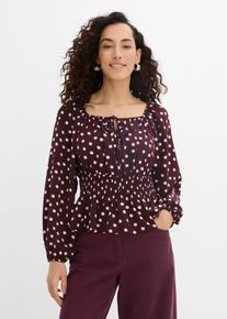 Blus i f&ouml;ljsam satin - lila - storlek 54 - bonprix
