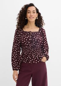 Blus i f&ouml;ljsam satin - lila - storlek 40 - bonprix