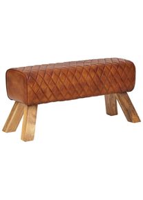 Mid.you , Braun , Leder , Echtleder , Ziegenleder , Mangoholz , massiv , 89x46x35 cm ,
