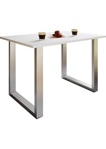 Mid.you , Silberfarben, Wei&szlig; , Metall, Holzwerkstoff , rechteckig , 140x80x76 cm ,