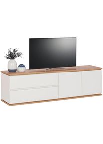 Xora Lowboard, Wei&szlig;, Eiche Artisan, Kunststoff, 1 F&auml;cher, 2 Schublade(n) Schubladen, 184x54x42 cm, Typenauswahl, Beim&ouml;bel erh&auml;ltlich, stehend, Wohnzimmer, TV M&ouml;bel, Lowboards, Lowboards stehend