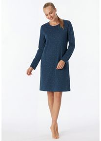 Nachthemd Schiesser "Casual Essentials", Damen, Gr. 40, N-Gr, blau (854, blau), Single Jersey, Obermaterial: 100% Baumwolle, bequem ca. Mitte Knie, Rundhals, Kleider Nachthemd, mit langen &Auml;rmeln, seitlichen Taschen, Baumwolle, Rundhalsausschnitt
