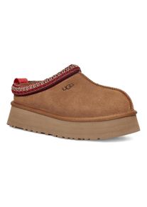 UGG Australia Hausschuh UGG "TAZZ", Damen, Gr. 8 (39), braun (chestnut), Textil, Veloursleder, Schuhe Hausschuh, Clogs, Homeslippers, Pantoffel mit Textilband im Boho-Look
