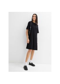 bonprix Shirtkleid l&auml;ssige Passform, A-Linie, Kurzarm-Design, aus Viskose, ohne Kragen schwarz, Gr&ouml;&szlig;e 44/46 (L)