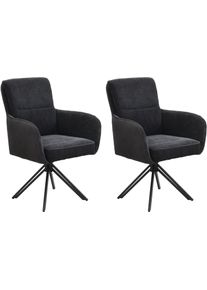 Esszimmerstuhl ByLiving "Tino", schwarz, schwarz, schwarz, B:62cm H:94cm T:70cm, Metall, Stoff, St&uuml;hle, Esszimmerstuhl, 360 Grad drehbar mit Federkernpolsterung, hochwertige Polsterbez&uuml;ge