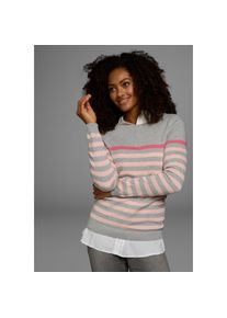 AJC Strickpullover mit modischen Kontraststreifen rosa, Gr&ouml;&szlig;e 48/50 (XL)