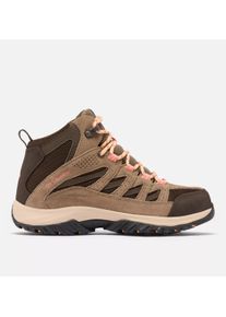 Wanderschuh Columbia "CRESTWOOD&trade; MID WATERPROOF", Damen, Gr. 43, braun (cordovan, mud), Leder, Synthetik, Textil, Schuhe Wanderschuh, kn&ouml;chelhohe Form, wasserdichte Ausf&uuml;hrung, profilierte Gummilaufsohle
