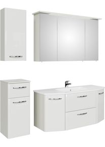 Badm&ouml;bel-Set SAPHIR "Quickset 326, 5-teilig, mit Keramikwaschtisch", wei&szlig;, B:145cm H:200cm T:48cm, Spanplatte, Kastenm&ouml;bel-Sets, Badm&ouml;bel-Set, Badezimmer-Set mit Unterschrank und H&auml;ngeschrank in Wei&szlig; Glanz