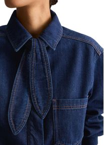 Marc O'Polo Jeansbluse MARC O'POLO DENIM, Damen, Gr. M, dunkelblau, Obermaterial: 78% Baumwolle, 22% Lyocell, kurz, Manschette, Blusen Jeansbluse, cropped made with Orange Fiber