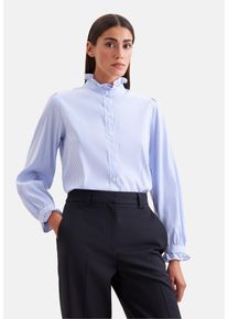 R&uuml;schenbluse Seidensticker, Damen, Gr. L (40), blau (hellblau), 96% Polyamid, 4% Elasthan, gestreift, regular fit, Blusen R&uuml;schenbluse, 1/1 Stehkragen Gestreift