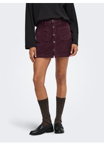 Cordrock Only "ONLAMAZING HW CORD SKIRT", Damen, Gr. XL (42), lila (fudge), Cord, Obermaterial: 98% Baumwolle, 2% Elasthan, unifarben, mini, R&ouml;cke Cordrock, Baumwollmischung