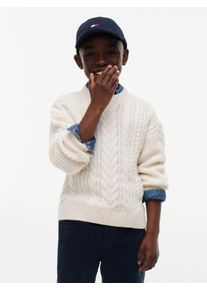 Strickpullover Tommy Hilfiger, Jungen, Gr. 4 (104), ivory petal, Strick, Obermaterial: 60% Baumwolle, 40% Polyacryl, unifarben, regular fit normal, Rundhals, B&uuml;ndchen, Pullover Strickpullover, Regular Fit, Baumwoll-Mix, Kinder bis 16 Jahre