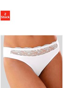 Slip NUANCE BY LASCANA, Damen, Gr. 44/46, wei&szlig; (2xwei&szlig;), Obermaterial: 92% Polyester, 8% Elasthan, Unterhosen Slip, mit sch&ouml;ner Stickereispitze, als Dessous-Set kombinierbar, Topseller