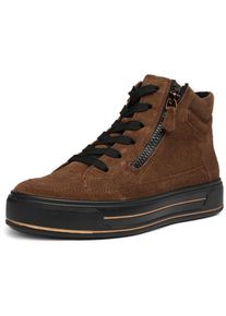 Plateausneaker Ara "CANBERRA", Damen, Gr. 9 (43), mokka, Veloursleder, Schuhe Plateausneaker, Plateau, Schn&uuml;rboots mit weicher Schaftrand-Polster, H-Weite