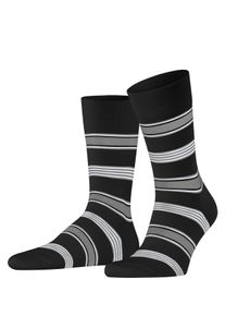 Socken Falke "Marina Stripe", Herren, Gr. 43-44, schwarz (schwarz (3000)), Obermaterial: 92% Baumwolle CO. 6% Polyamid PA. 2% Elasthan EL., glatt, Socken Socken