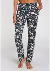 Pyjamahose s.Oliver, Damen, Gr. 40/42, N-Gr, gr&uuml;n (dunkelgr&uuml;n, rosa, gebl&uuml;mt), Single Jersey, Obermaterial: 50% Baumwolle, 50% Viskose, gebl&uuml;mt, Basic lang, Hosen Pyjamahose, mit sch&ouml;nem Allovermuster