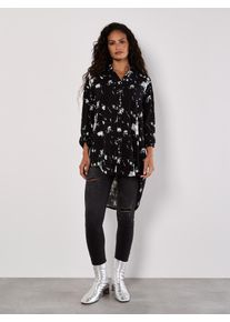 Longbluse Apricot "Longshirt", Damen, Gr. M (38), schwarz, gewebt, Obermaterial: 100% Viskose CV., gemustert, Krempel&auml;rmel krempelbar, Blusen Longbluse, mit Wolkendruck