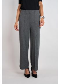 Stoffhose Seidel Moden, Damen, Gr. 38, N-Gr, grau (99,schwarz), Single Jersey, Obermaterial: 68% Polyester, 29% Viskose, 3% Elasthan, gemustert, Basic, bequem lang, Hosen Stoffhose, mit feinem Muster / Bundfalte / MADE IN GERMANY