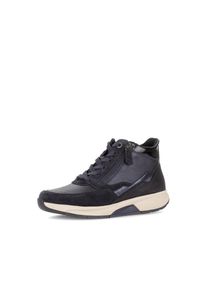 Schn&uuml;rboots ROLLINGSOFT, Damen, Gr. 42, dunkelblau, Kalbsleder, Lederimitat, Veloursleder, unifarben, Schuhe Schn&uuml;rboots, Keilabsatz, High Top-Sneaker mit herausnehmbarer Innensohle