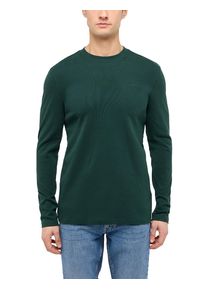 Langarmshirt Mustang "Herren Style Arlington", Herren, Gr. S, gr&uuml;n (dunkelgr&uuml;n), Strick, 100% Baumwolle, Rundhals, Shirts Langarmshirt
