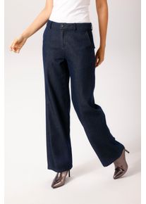 Straight-Jeans Aniston CASUAL, Damen, Gr. 36, N-Gr, blau (dunkelblau), Denim/Jeans, Obermaterial: 67% Baumwolle, 33% Lyocell, gemustert, figurumspielend lang, Jeans Straight-Jeans, aus strukturiertem, weichen Denim - NEUE KOLLEKTION
