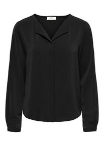 Jacqueline de Yong Schlupfbluse JDY "JDYAYA L/S COLLAR SHIRT WVN NOOS", Damen, Gr. M, schwarz, Web, Obermaterial: 100% Polyester, unifarben, normal, V-Ausschnitt, Blusen Schlupfbluse, Polyester