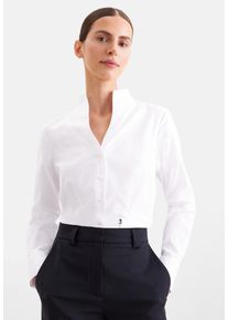 Klassische Bluse Seidensticker, Damen, Gr. XL (42), wei&szlig;, 100% Baumwolle, unifarben, slim fit, Blusen Klassische Bluse, 1/1 Stehkragen Uni