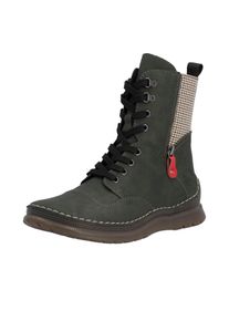 Schn&uuml;rboots Rieker, Damen, Gr. 36, gr&uuml;n, Lederimitat, Schuhe Schn&uuml;rboots, Herbstboots, Schn&uuml;rstiefelette mit Zier-Rei&szlig;verschluss am Schaft